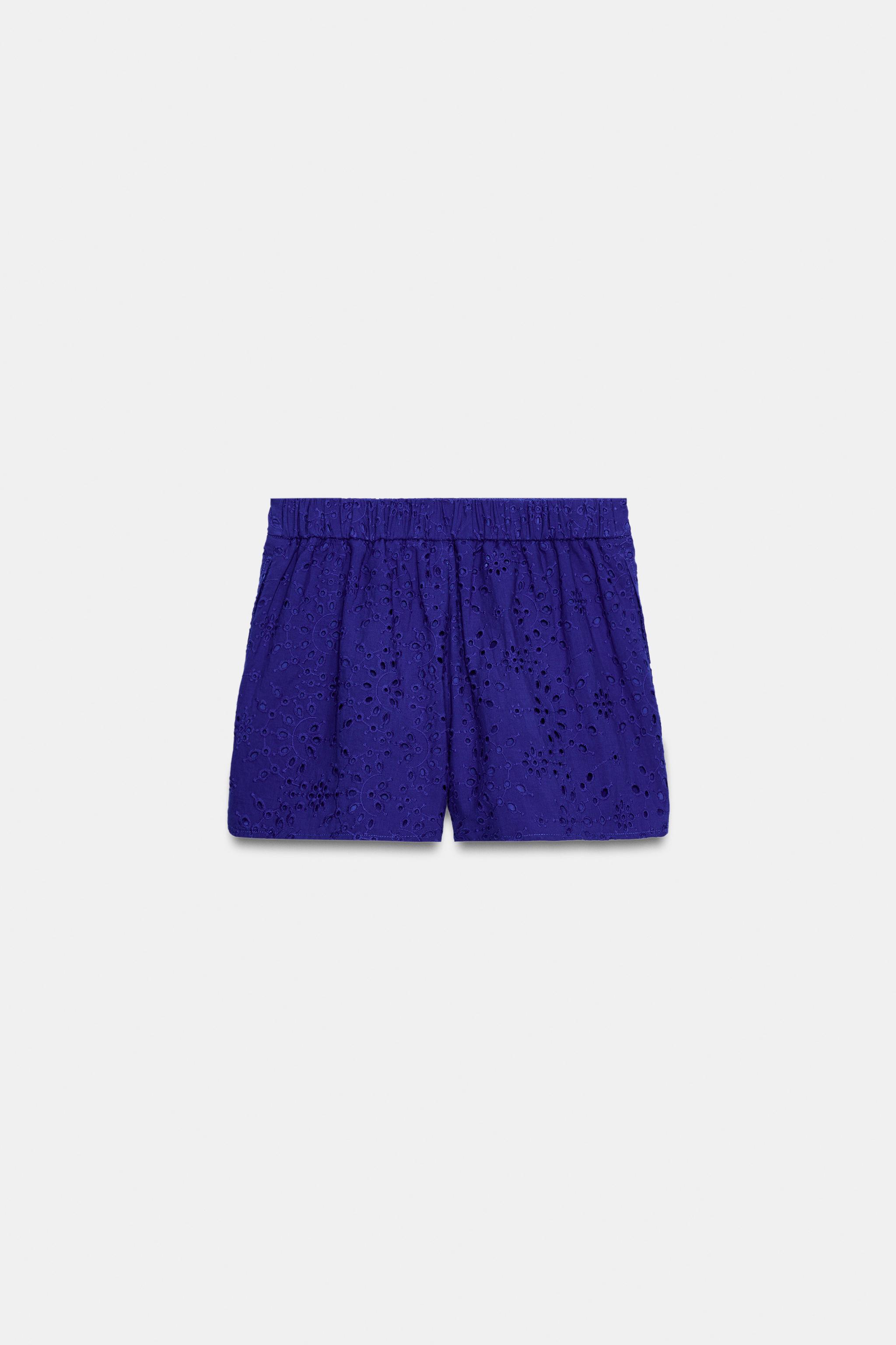 EMBROIDERED EYELET SHORTS